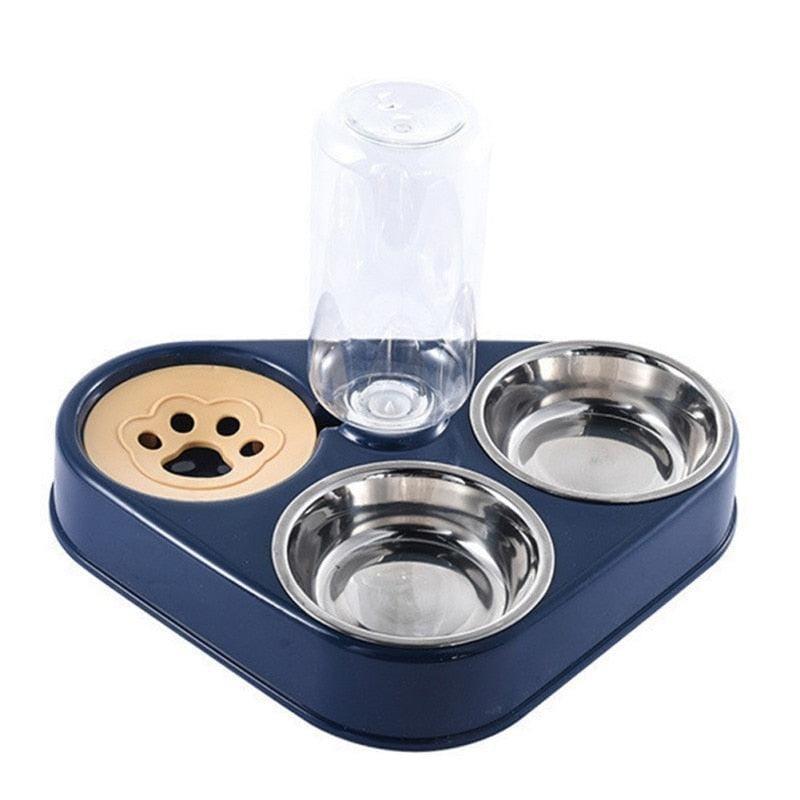 Tigela de Comida e Água com Garrafa para Pets Tigela de Comida - Pets 001 Falco Azul Marinho 